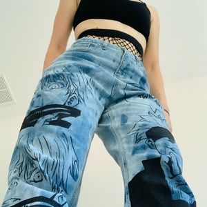 JUJUTSU KAISEN Gojo Satoru The Honored One Denim Tie Dye BleachedJeans
